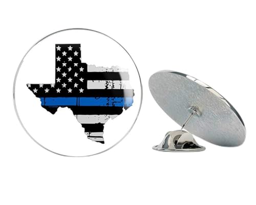 State of Texas Tattered Flag Thin Blue Line Metal 0.75