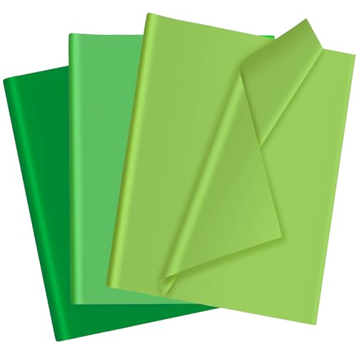 Image of 30 Sheets Green Tissue Paper for Gift Bags, Assorted Green Tissue Paper Wrap Bulk for Decoration Weddings Birthday DIY Project Saint Patrick
