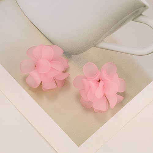 LAXPICOL Fashion Flower Clip On Earrings For Women Cute Lovely Acrylic Flower Earrings No piercing Earrings4