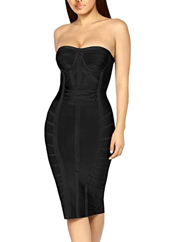 Hybrid & Company Women's Retro Charm Off Shoulder Stretch Fit Dress for Party