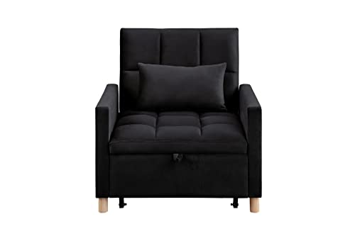 Sillón Convertible Plegable Terciopelo Negro miniatura 5