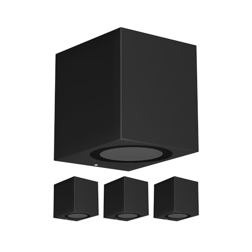 ledscom.de 4 pcs. wall Light ALSE for Outdoors IP54, Downlight, Black matt, Angular, 1x GU10 max. 35W, Square, 4 pieces (pack of 1)