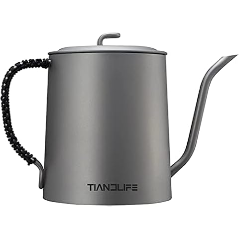 TIANDLIFE Gooseneck Kettle, Titanium Tea Kettle, Pour Over Kettle for Coffee & Tea, Rapid Heating.for Drip Coffee - Works on Stove and Any Heat Source. (24fl oz / 700ml) Cover