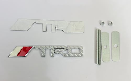 Image of Emblems for Car & Bike Metal Lo.go and Grill Me.tal Lo.go, Auto Accessories for Car Emblem 3D Badge Auto Racing Sport Sticker Grand Tourer Decal. (Long New Silver Grill TRD Logo)