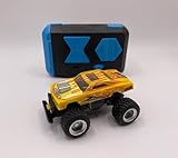 Mini RC Truck Off-Road 1:64 Scale Upgraded 2.4G 5-Channel 7CM RC Radio Wireless Remote Control Car Coke Can Micro Racing Pocket Portable Truck for Multi-Users (Yellow)