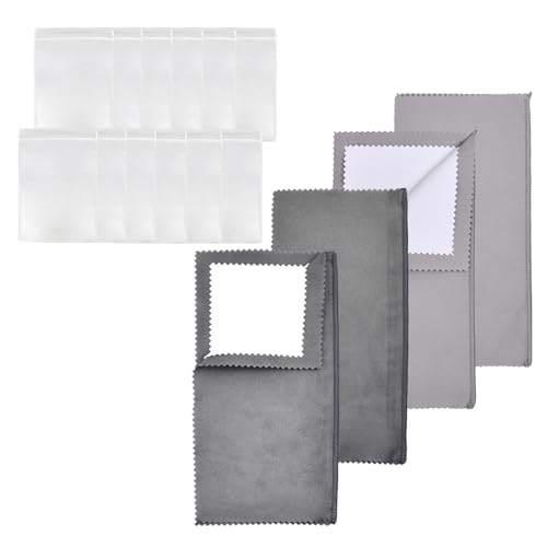 Dokeno Gamuza Limpia Plata, 4 Piezas Paño de Limpieza de Plata Paño Pulidor de Plata paño Limpiador de Joyas de Plata de Doble Cara para Limpiar Oro Amarillo Platino