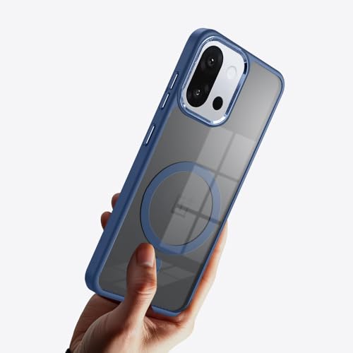 Image of KARWAN Translucent Hybrid Back Case Cover Compatible with Oneplus 13T,Oneplus 13S Shockproof Case with Camera Protection, N52 Magnet Cover Case with Magnetic MagEaze Wireless Charging Cover (Blue)
