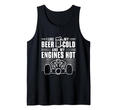 Motores fríos de Cerveza Hot Biker Motocicleta Gearhead Hot Rod Camiseta sin Mangas