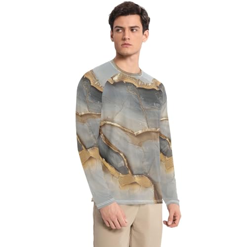 Marble Grey Beige Men's UPF 50+ Loose Crew Neck Loose UV Protective Clothing Water Fishing3