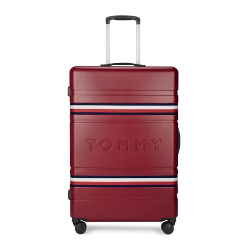 Image of Tommy Hilfiger Berlin Unisex Hard Luggage - Wine, 77Cm Cargo Bag with 4 Wheel Trolley