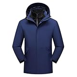 Muscularfit Men's Lightweight Waterproof Hooded Rain Jacket Breathable Raincoat Shell Jacket Outdoor Fashion Mountain Hiking Rain Jacket Men 2025 Navy 2X