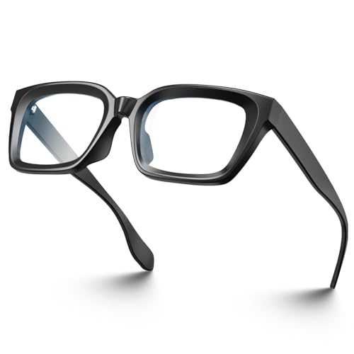 Image of VISOONE Chunky Square Anti Glare UV400 Blue Light Blocking Computer Glasses | 99% Digital Screen Filter Non-Prescription Clear Lens Thick Frame 32g Lightweight Eyewear Office for Men Women MONTANA
