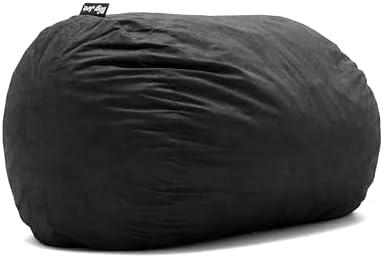 Big Joe Fuf XL Foam Filled Bean Bag Chair with Removable Cover, Black Lenox, Durable Woven Polyester, 5 feet Giant