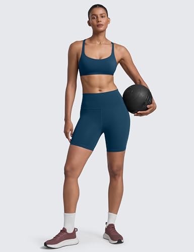 Image of CRZ YOGA Naked Feeling Criss-Cross Sports Bra | Light Support, Removable Pads, Yoga, Sleek, Strappy Back, Scoop Neck, for Women