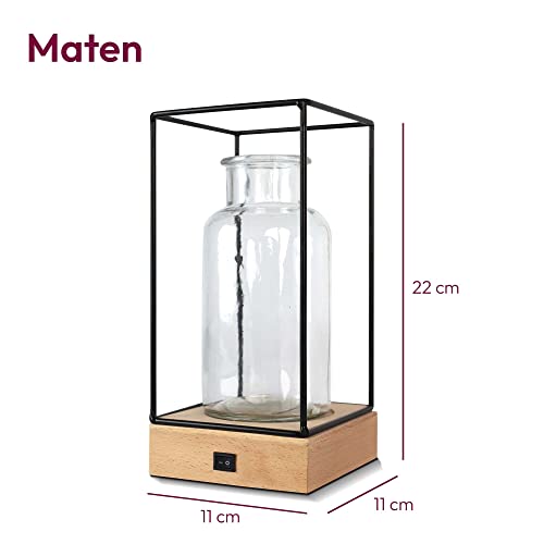 Gadgy Vaasje met verlichting | decoratieve vaas met Ledverlichting | Houten basis en metalen Frame | Industrieel Scandinavisch design | 22,5 x 10,8 cm. - Afbeelding 7