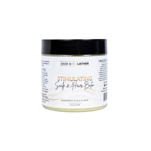 Bask & Lather Stimulating Scalp and Hair Balm for Hair Growth, Mango & Shea Butter, Nourishing...