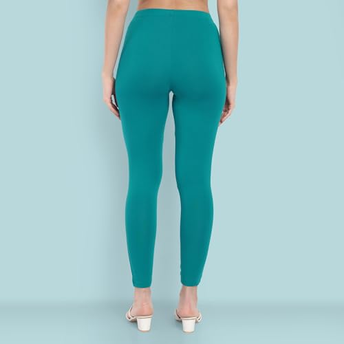 Image of ONE SKY Women Full Length Leggings | Cotton Modal Spandex Blend | High Waist Stretchable & Bio-Washed Fabric | Colour-Lock Technology | Comfortable Leggings for Women