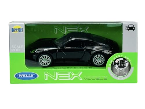 Welly Porsche 911 991 Carrera S Grau Schwarz Coupe Ab 2011 ca 1/34-1/46 Metall Modell Auto Die Cast Neu im Kasten