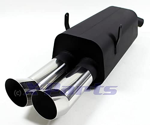Silenciador trasero EVOE364ED76, 3 unidades, ECE 2 x 76 mm, tubo de escape ESD, acero inoxidable, conector de 50 mm, incluye homologación ABE/ECE