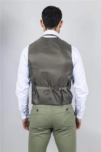 TruClothing Men's Suit Sage Green 3 Piece Lightweight Linen Summer Wedding Formal Dress Suits 6