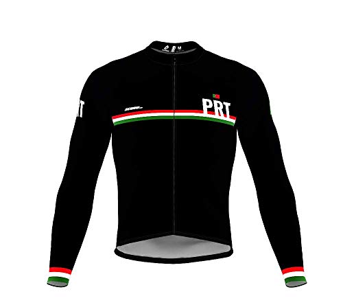 ScudoPro Pro Thermal Long Sleeve Cycling Jersey Country Code Portugal for Men - Size XL Black