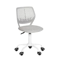 FurnitureR Writing Task Chair,Swivel Armless Mesh Task Office Chair Adjustable Home Children Study Adjustable Height & Lumbar Support, Grey White