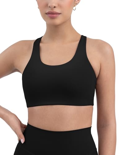 PAVOI ACTIVE Racerback Supportive Sports Bras for Women - High Support Scoop Neck Gym Workout Bra Removable Pads - HiPerform