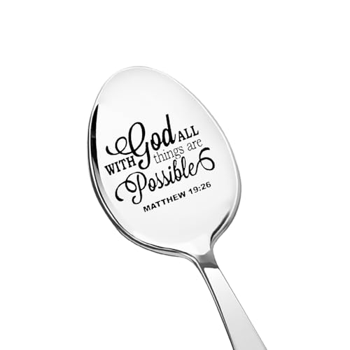 Inspirational Christian Gifts for Friends Son Daughter Bible Verse Spoon Gifts for Men Women Dad Mom Religious Encouragement Gifts for Sister Wife Christmas Gifts for Grandson Husband Coffee Spoon