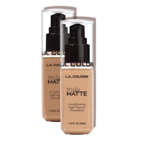 L.A. COLORS Truly Matte Foundation, Sand, 1 Ounce (CLM356) (Pack of 2)