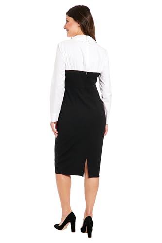 London Times Women's Mixed Media Sweetheart Sheath Dress3