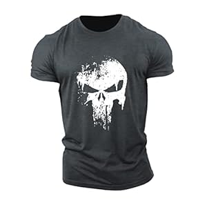 ReedCA Punishment Skull – Mens Bodybuilding T-Shirts Fashion Casual Fitness Tee Slim Fit Gym Short Sleeve
