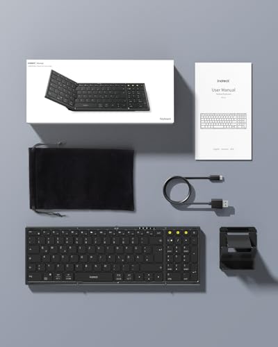 Inateck tragbare Falttastatur, 3 Bluetooth Kanäle, mit Ziffernblock – Ansicht 9