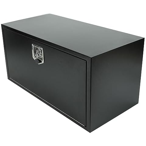 Gooeap 36"X18"X18" Underbody Steel Truck Box Black Heavy Duty Steel Trailer ToolBox Pick Up Truck Tool Box Storage Organizer w/Lock & Keys Cover