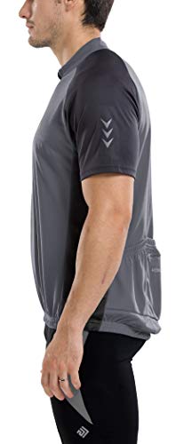 image for KORAMAN Men's Reflective Short Sleeve Cycling Jersey with Zipper Pocke