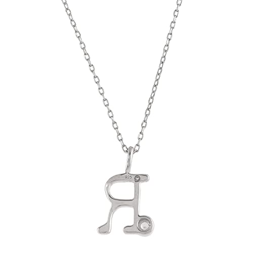 Alphabet R CZ Pendant Round Cut Necklace