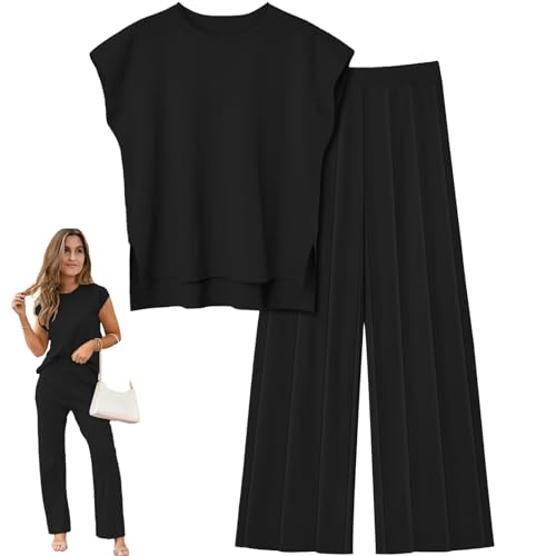 La Mejor Lista de Ropa Española más recomendados. 13 AUERQXZ Conjunto ropa mujer casual de 2 piezas,blusa sin mangas y pantalones, conjuntos casuales para mujer de verano (MX/US, Alfa, Grande, Regular, Regular, Albaricoque)