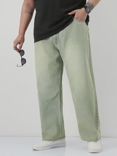 Image of Urbano Plus Men's Loose Baggy Fit Heavy Washed Jeans Non-Stretchable