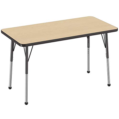 FDP 24" x 48" Rectangle Table with Ball Glide Legs - Maple/Black