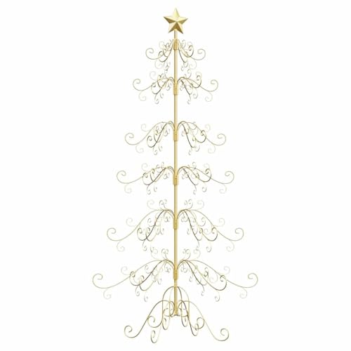 vidaXL Albero di Natale in Metallo con Supporto Oro 180 cm,...