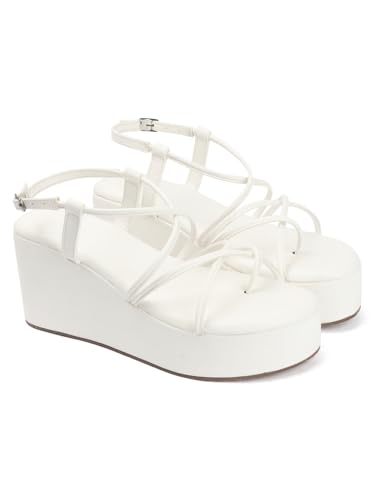 Image of TRYME Women Open Toe Comfort Multi Strap Stylish Daily Wear Wedge Heel Sandals