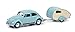 Schuco-452022500 Schuco VW Coccinelle avec remorque Caravane ES Piccolo Échelle 1/64 Turquoise, 452022500