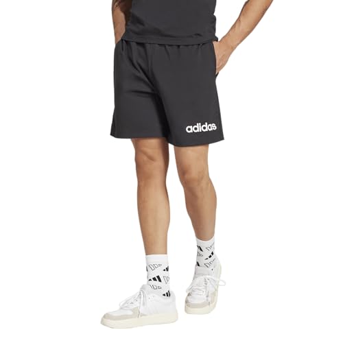 adidas Men's Essentials Linear Single Jersey 7-Inch Shorts, Black/White