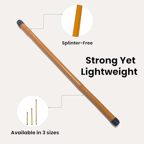 Image of Bamboo Mini Fitness Stick - Portable Stick for Stretches, Yoga, Pranayama & Mobility (Yellow, 1.5 ft)