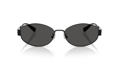 COACH Womens HC7192D Low Bridge Fit Oval Sunglasses Shiny Black/Grey Solid 57 mm