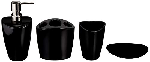 Preisvergleich Produktbild AmazonBasics - Badezimmer-Zubehörset, Flüssiges Schwarz, 4-teilig