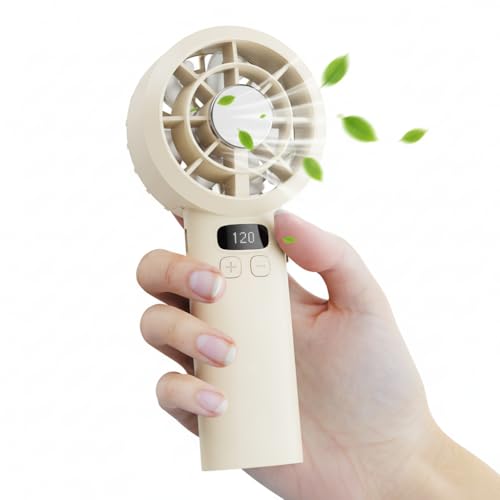 AICPAN Handventilator – Mini Ventilator 3000mAh Handventilator Akku Aufladbar, 1-120 Stufen einstellbar mit LED-Display, leiser Taschenventilator, Sommer-Essentials für Reise, Outdoor, Zuhause, Gelb