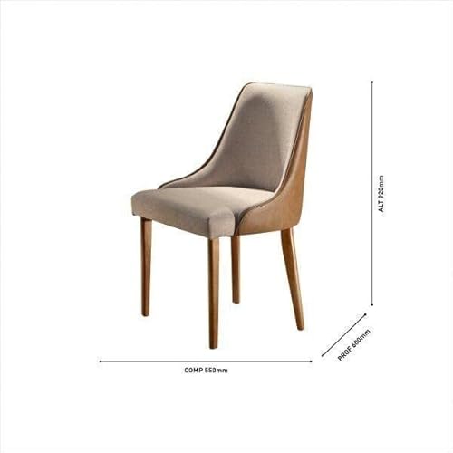 Conjunto Sala de Jantar Mesa Madeira Maciça Sarah e 8 Cadeiras Roma Mobilare Cinamomo Imbuia/Off Whi