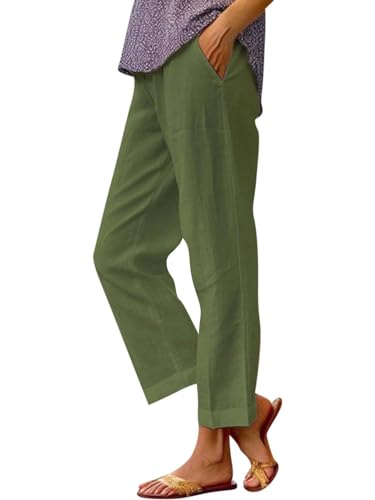 Women's Linen Pants for Women Trendy Loose Linen Pants Cotton Loose Fit Pants