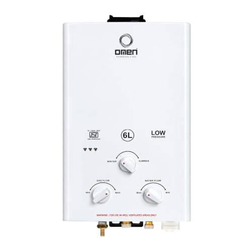 Image of Omen Changing Lives Elegant 6L LPG Gas Geyser | Instant Water Heater | Auto Ignition | Copper Heat Exchanger | Flame & Water Control | Summer-Winter Mode | Wall Mounted | 2-Year Warranty