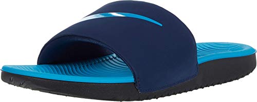Nike Unisex-Kid's Kawa Slide (GS/PS) Sandal, Midnight Navy/Laser Blue-Black, 11C Child US Little Kid